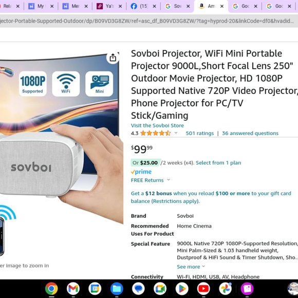 Sovboi Projector WiFi Mini Portable Projector 9000L - Picture 4 of 4